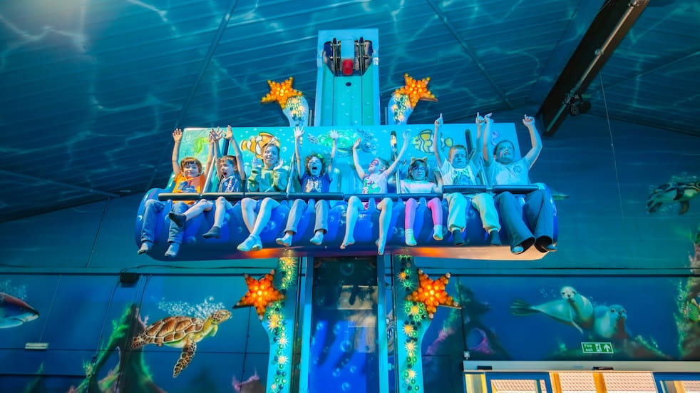 Under the sea themed theme park ride at Crealy